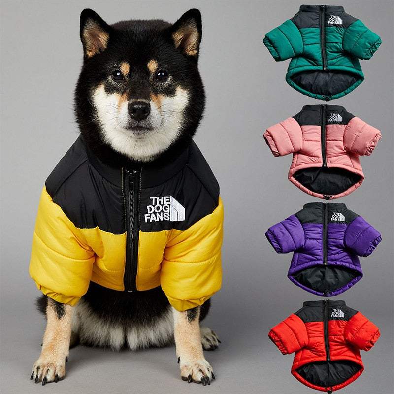 Dog Face Puffer Coat – Warm Waterproof Winter Jacket for Dogs