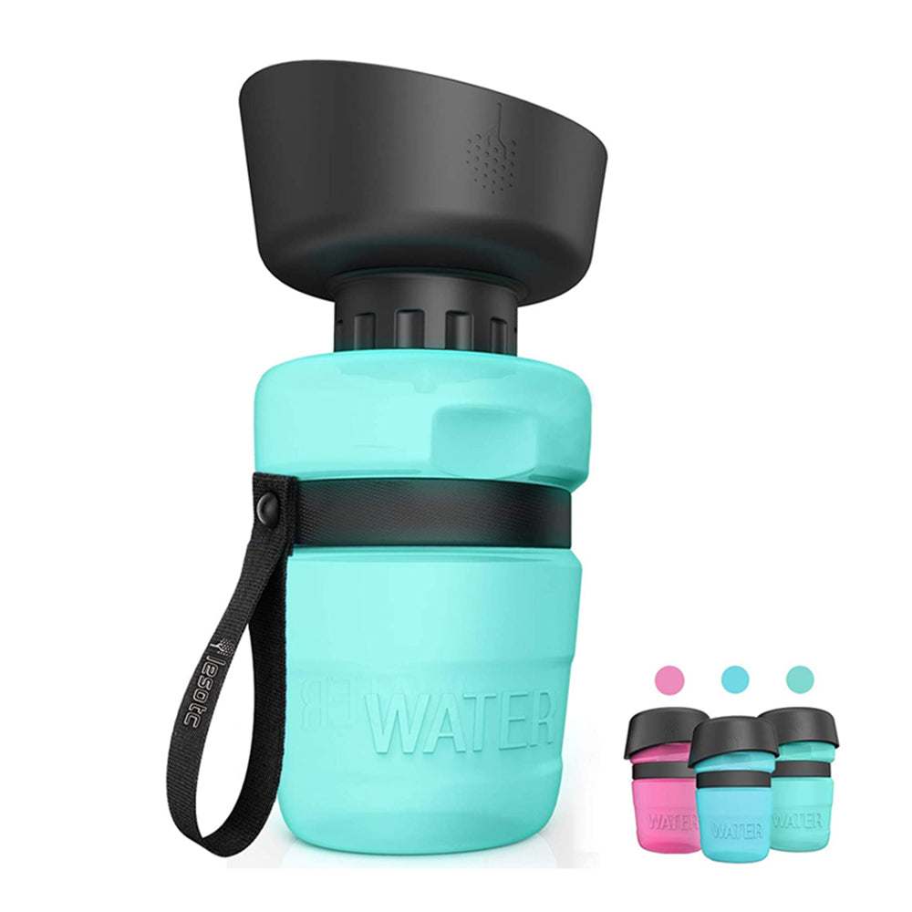 foldable cap outdoor dog water bottle with built-in bowl and leak-proof design