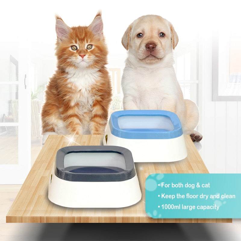 Anti Splash Pet Bowl with non-spill design, suitable for dogs and cats, featuring large 1000ml capacity and splash-proof base.