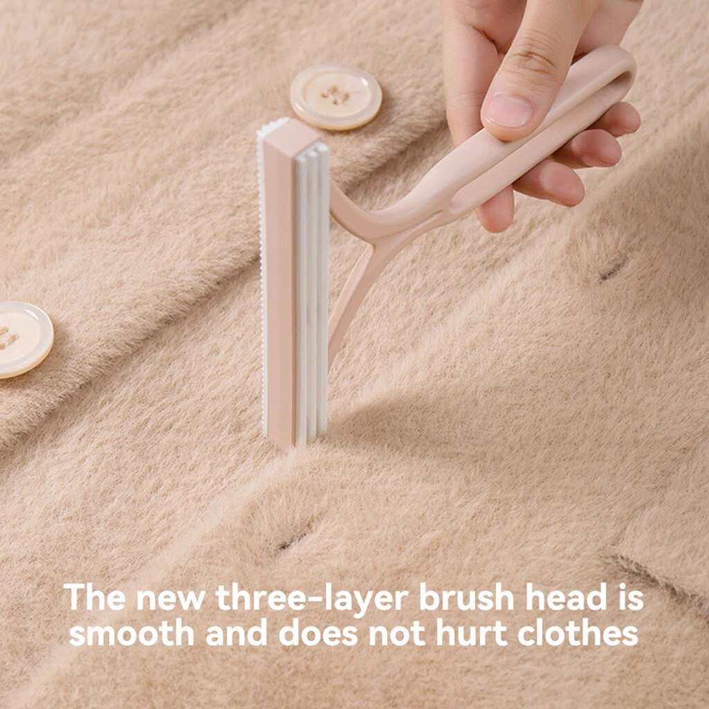 Double ended manual pet hair lint remover with three-layer brush head for gentle fabric care and effective pet hair removal