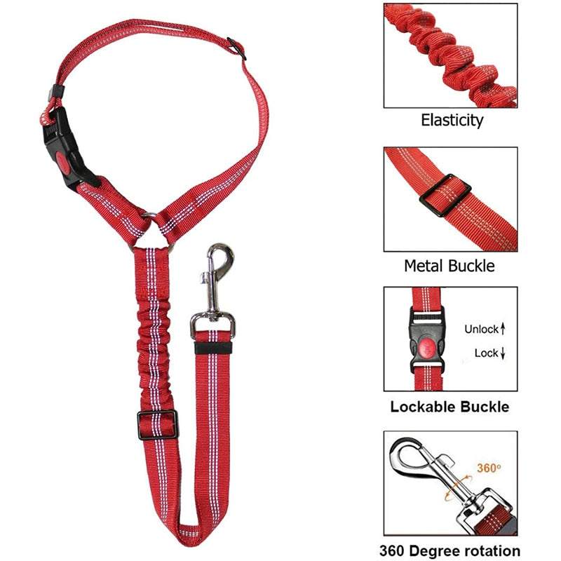 Car Dog Leash – Adjustable Seat Belt Harness for Pet Travel Safety