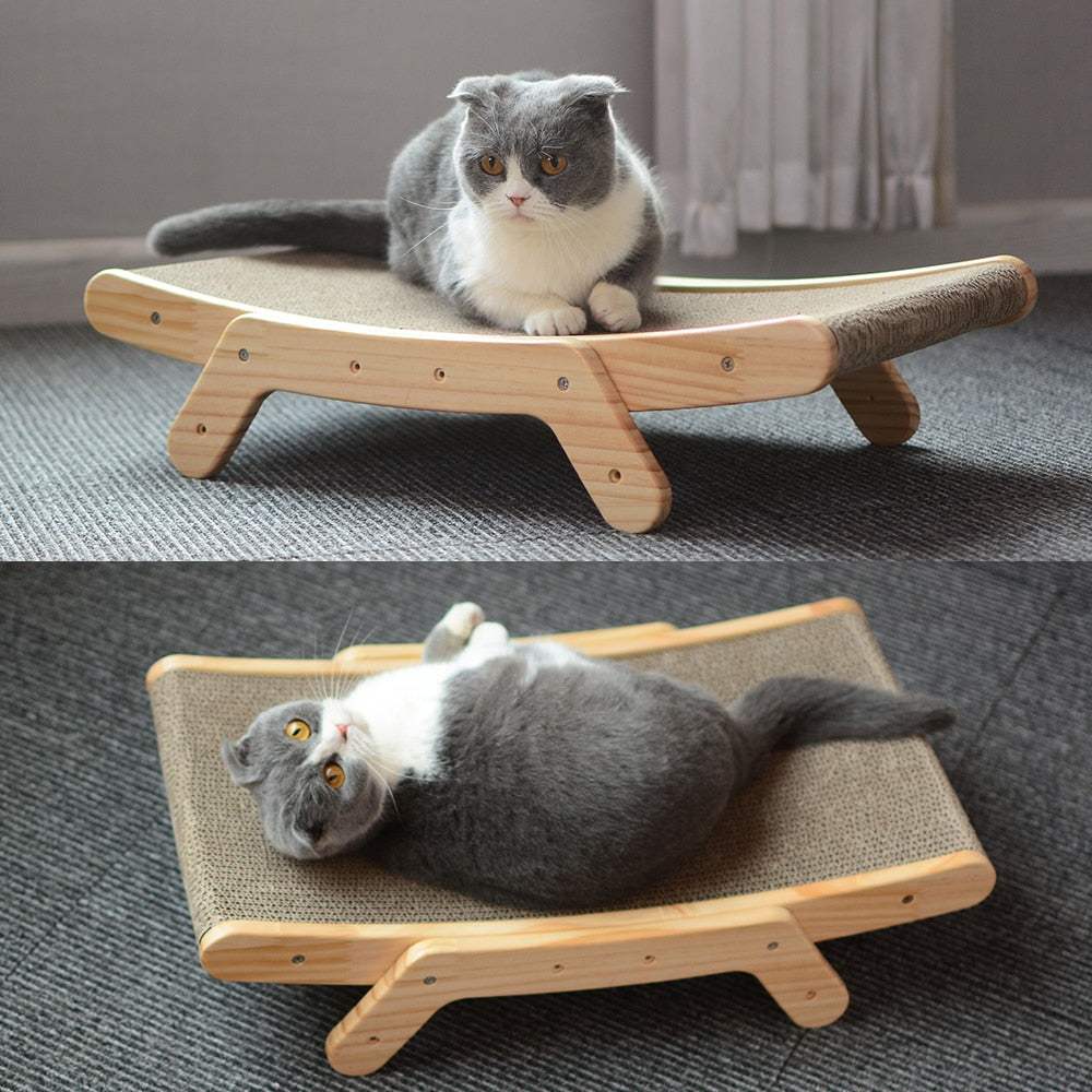 Wooden Cat Scratch Bed – Stylish Cat Scratcher & Cozy Lounge