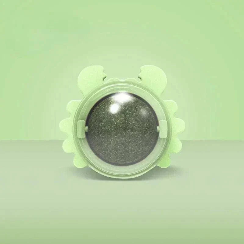 Natural Catnip Rotating interactive cat toy with green crab shape and clear center