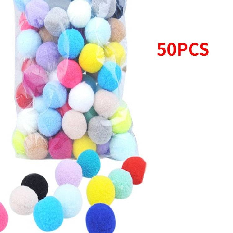 Colorful plush balls for Cat Plush Silent Ball Gun interactive toy, 50 pieces in a bag.