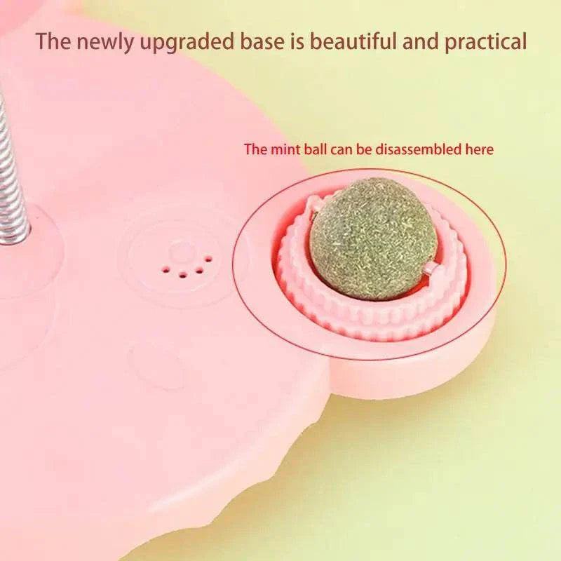 Leaking Treats Ball pet feeder toy with disassemblable mint ball and upgraded pink base