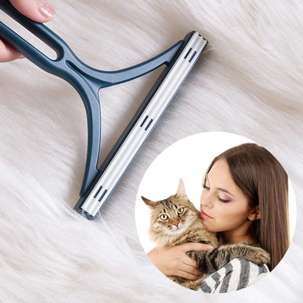 Double Ended Manual Pet Hair Lint Remover with stainless steel blades for grooming pets and removing loose hair and debris