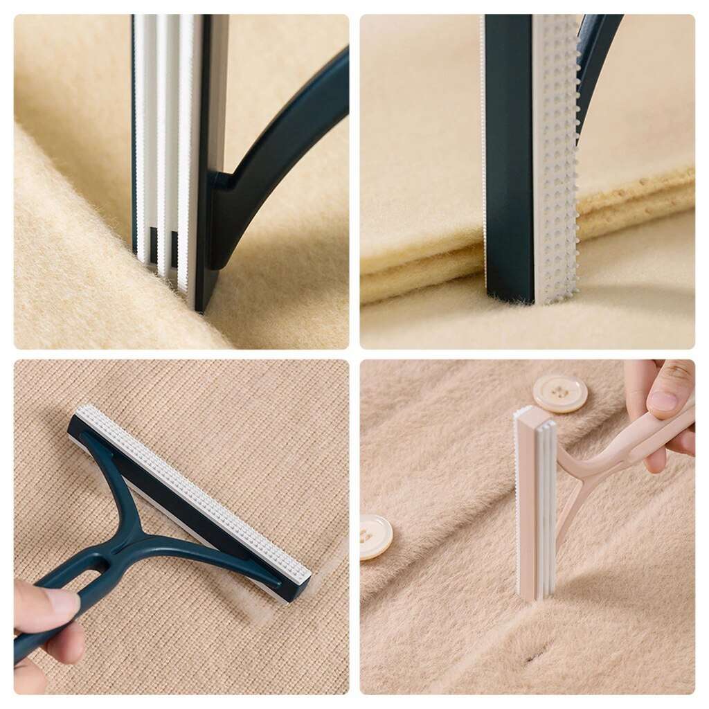 Double ended manual pet hair lint remover comb removing pet hair and lint from fabric and clothing surfaces