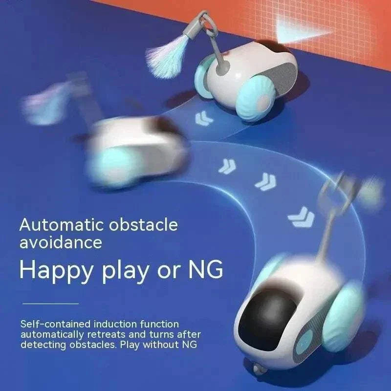 Automatic cat toy with obstacle avoidance and interactive play features for cats