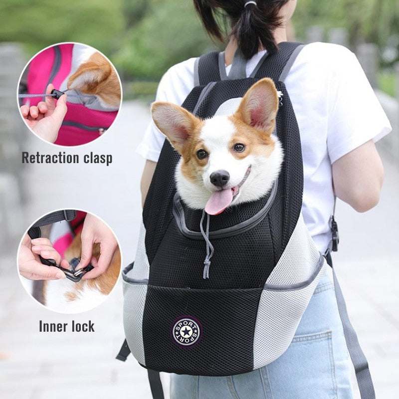 Carrying Companion Backpack for pets with ergonomic design, retraction clasp, and inner lock for secure, comfortable transport.
