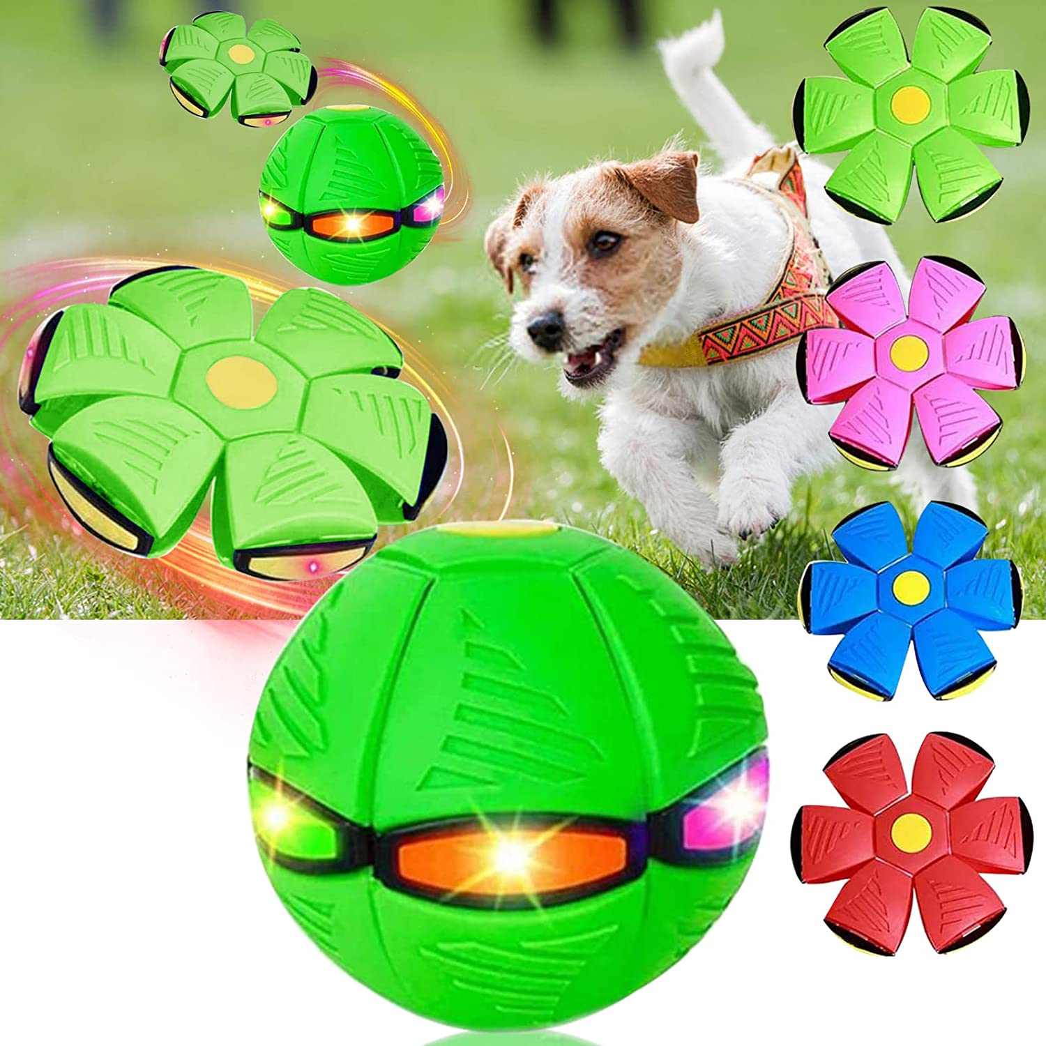 Pet Toy Flying Saucer Ball – 2-in-1 Interactive Dog & Cat Fetch Toy