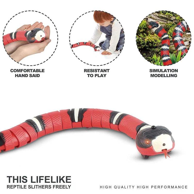 Smart Sensing Snake interactive rechargeable cat toy with lifelike design and obstacle avoidance