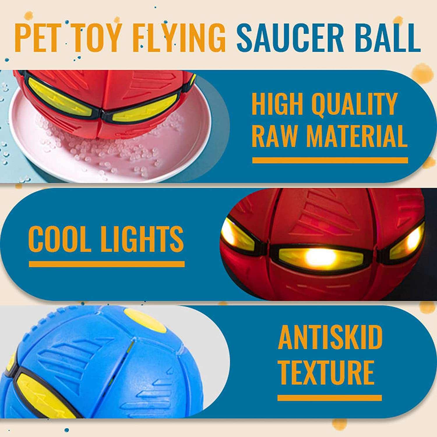 Pet Toy Flying Saucer Ball – 2-in-1 Interactive Dog & Cat Fetch Toy
