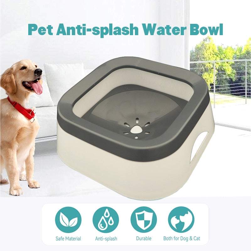 Anti Splash Pet Bowl with non-spill design, durable ABS material, and anti-slip base for dogs and cats
