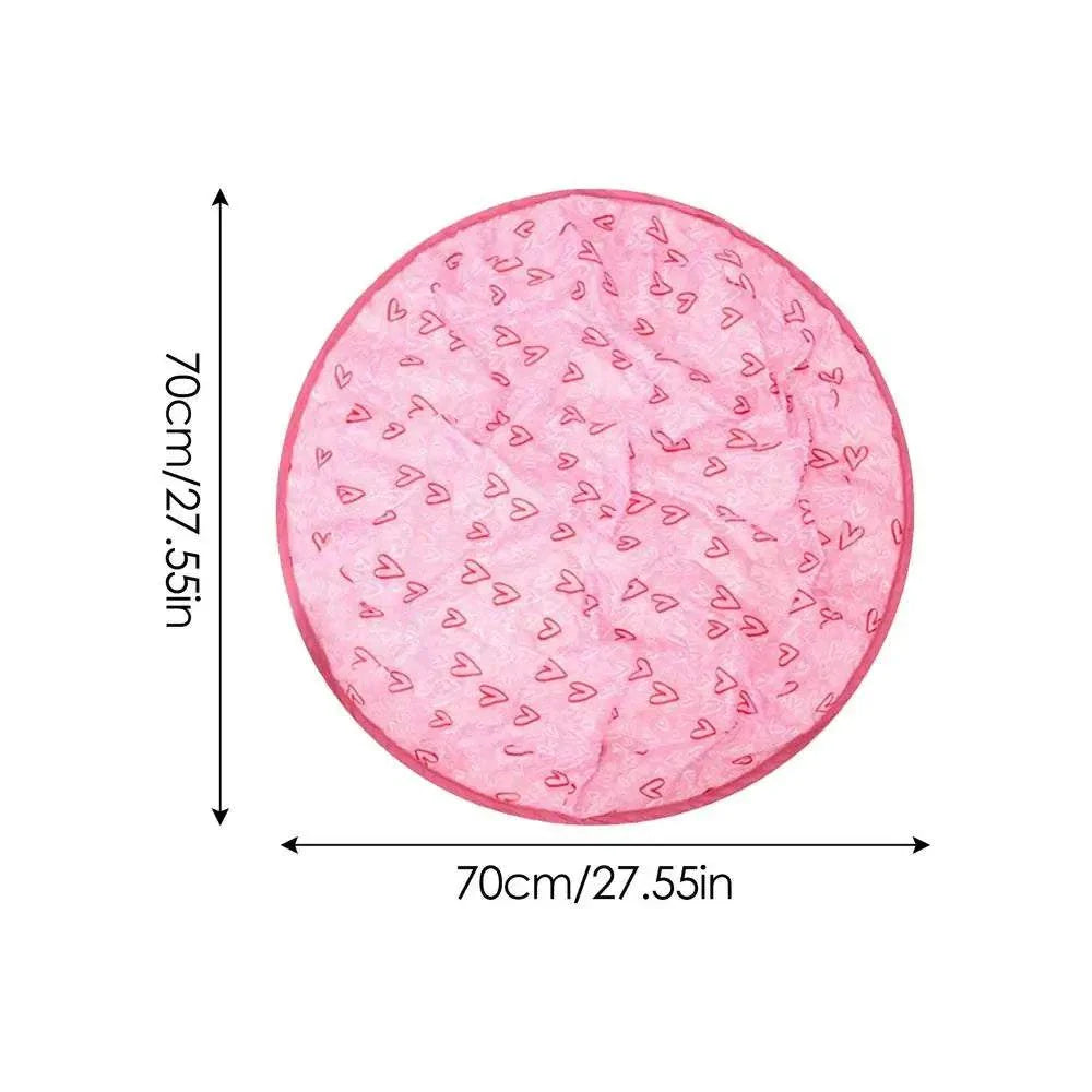2 in 1 simulated interactive hunting cat toy round pink mat with heart patterns, 70cm diameter