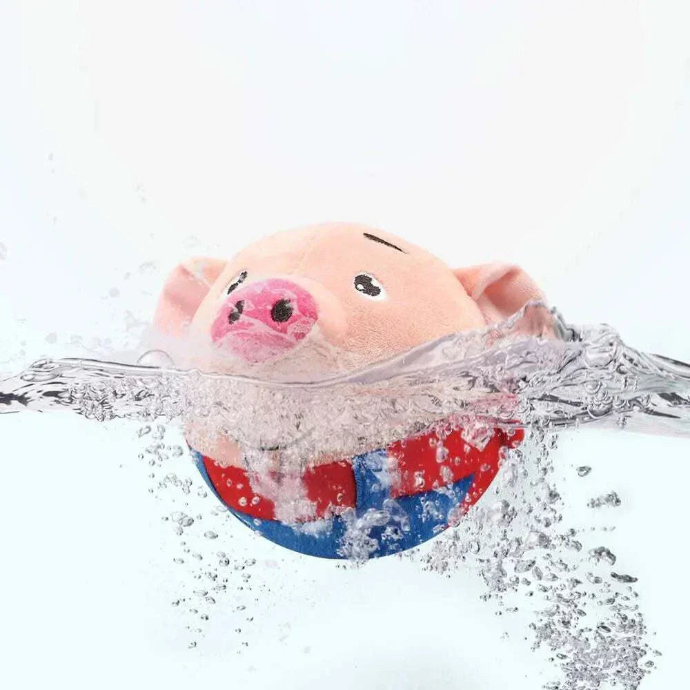 Active Moving Pet Plush Toy pig design floating in water for durable pet entertainment
