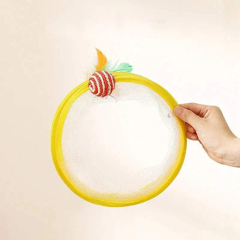 Self-play Cat Hunting Spiral Tunnel Toy with feathered ball for cat entertainment and exercise