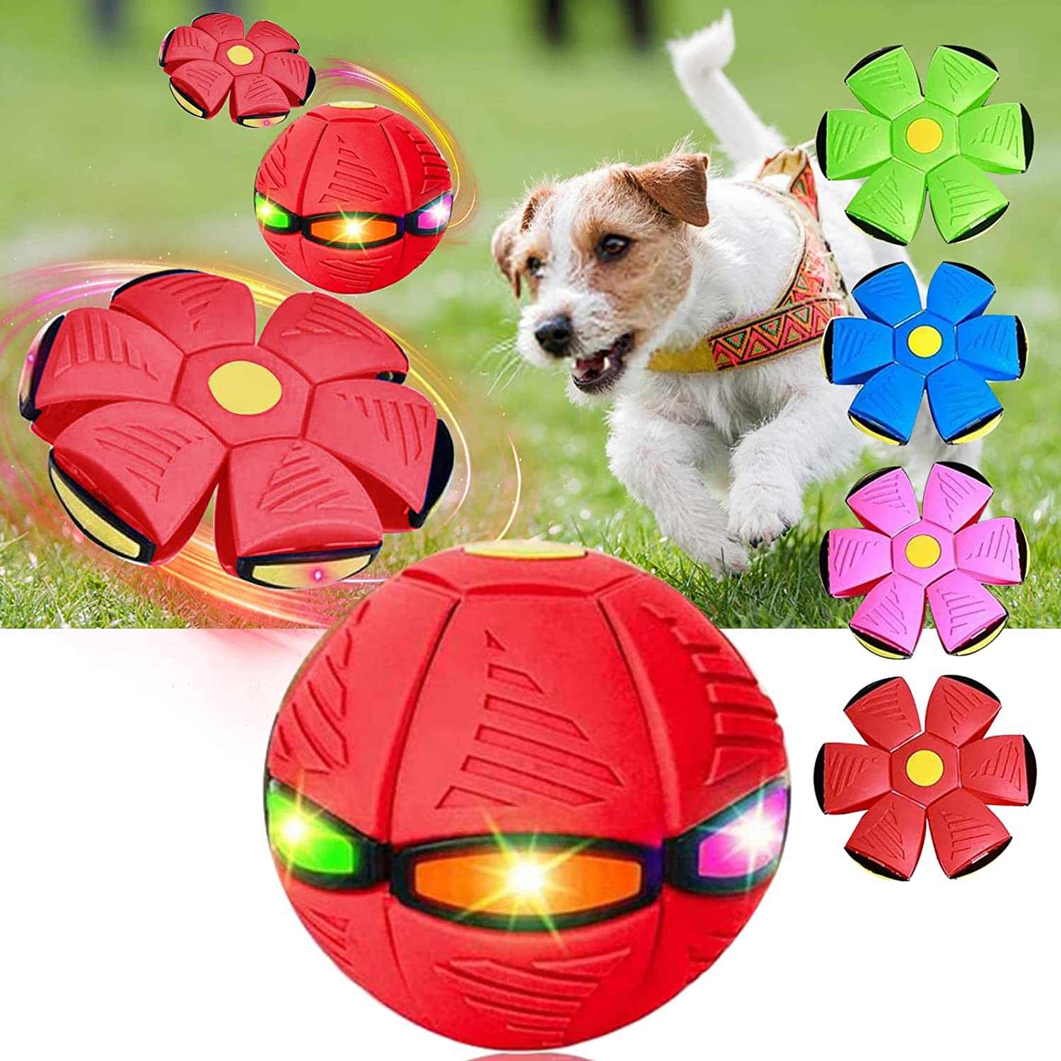 Pet Toy Flying Saucer Ball – 2-in-1 Interactive Dog & Cat Fetch Toy