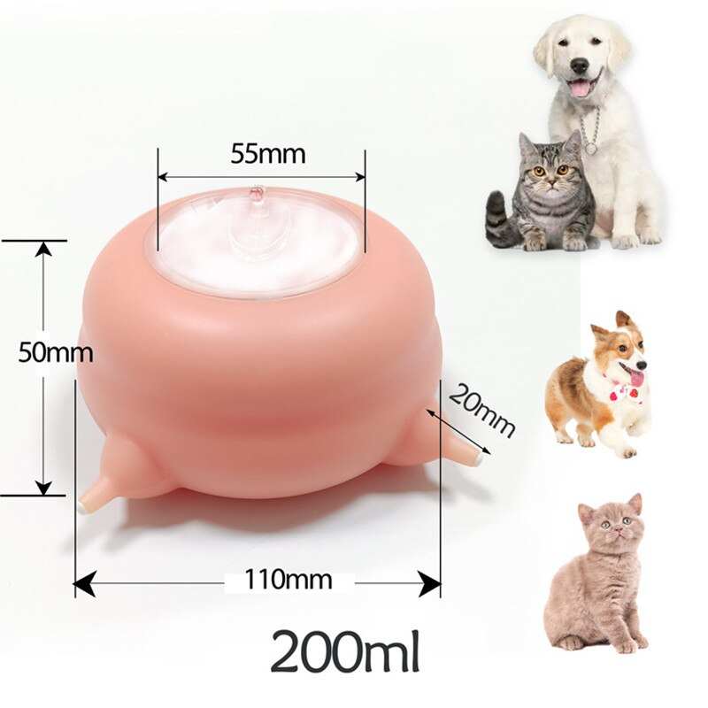 Portable pet milk feeding bowl 200ml with dimensions for easy travel and outdoor pet feeding