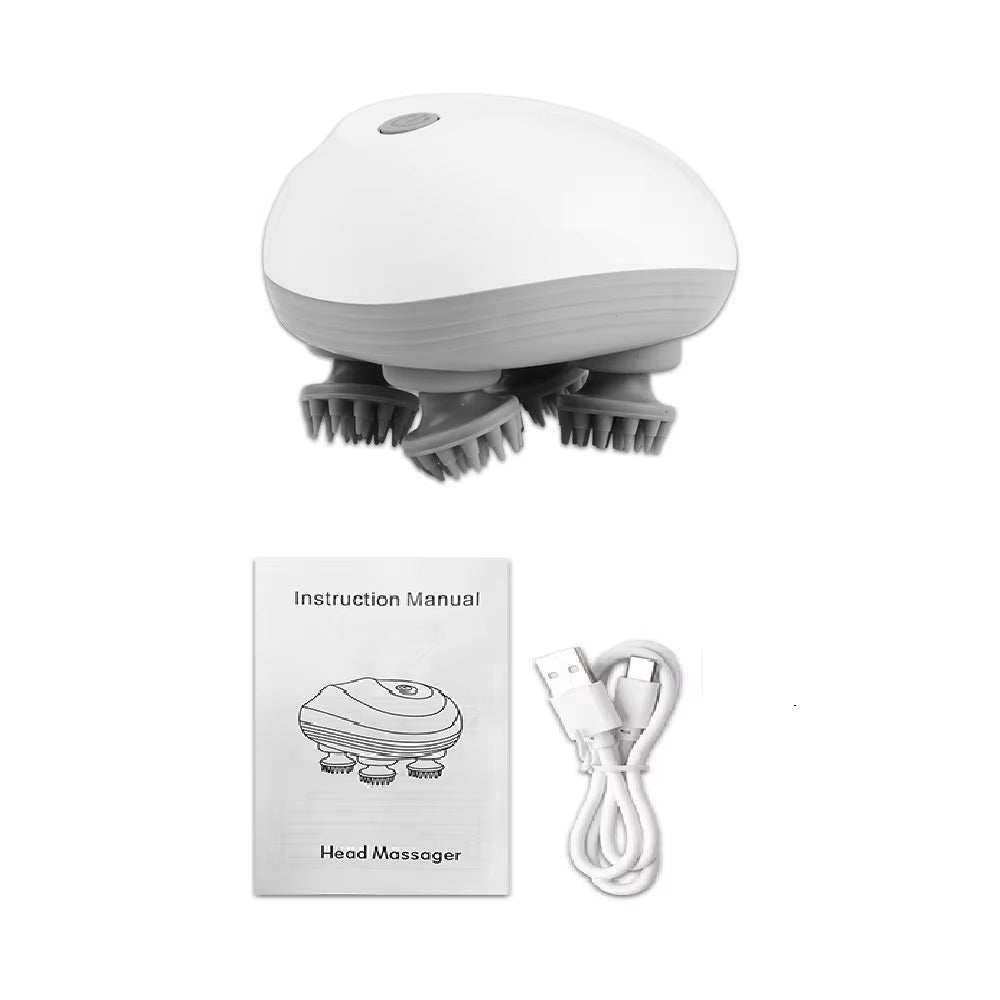 Electric Head Scalp Massager with 4 Kneading Massage Heads Body Deep Tissue Massager for Hair Growth Relaxtion and Cat Pet Claw