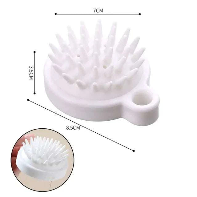 Soft silicone dog brush with gentle bristles and built-in shampoo dispenser for pet grooming
