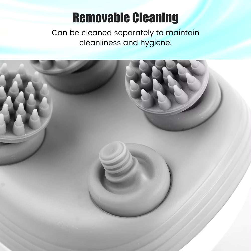 Electric Head Scalp Massager with 4 Kneading Massage Heads Body Deep Tissue Massager for Hair Growth Relaxtion and Cat Pet Claw