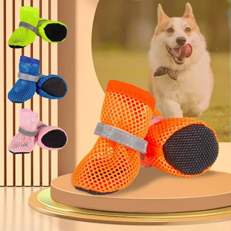 4Pc, Dog Shoes Non-Slip Breathable Wear-Resistant Dog Boots Suitable for Small Medium Sized Pets Puppy Protective Footwear.