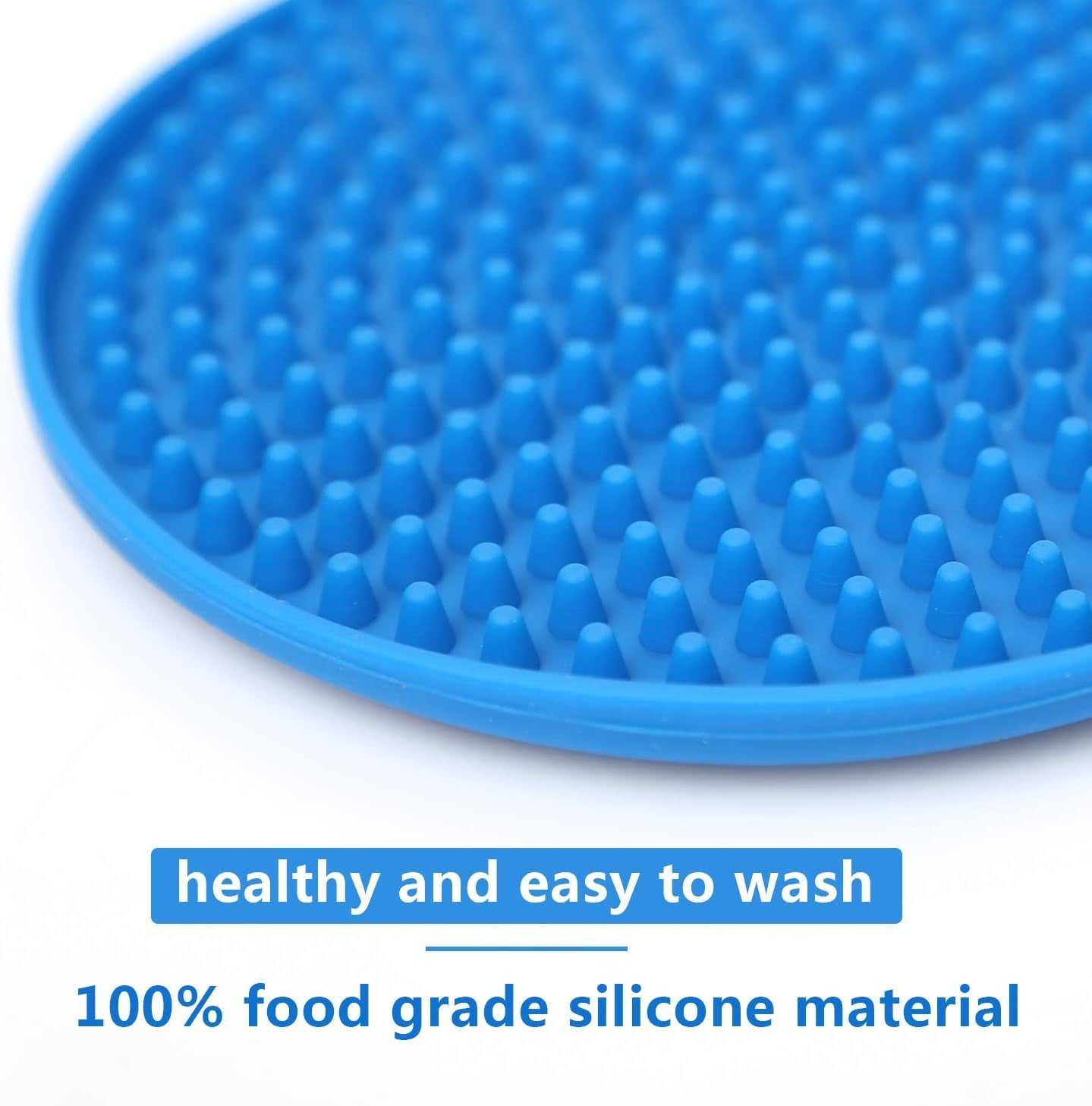 Dog Lick Mat Set-Peanut Butter Lick Mat for Pet Bathing, Grooming, and Dog Training with Bonus Spatula/Cleaning Brush Suitable for All Breeds,Blue