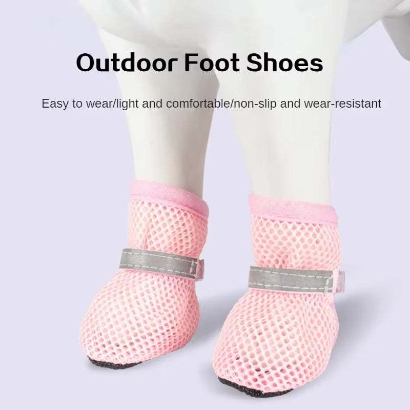 4Pc, Dog Shoes Non-Slip Breathable Wear-Resistant Dog Boots Suitable for Small Medium Sized Pets Puppy Protective Footwear.