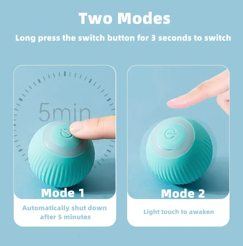 Smart Cat Ball Toys with two modes for automatic shut down and touch activation
