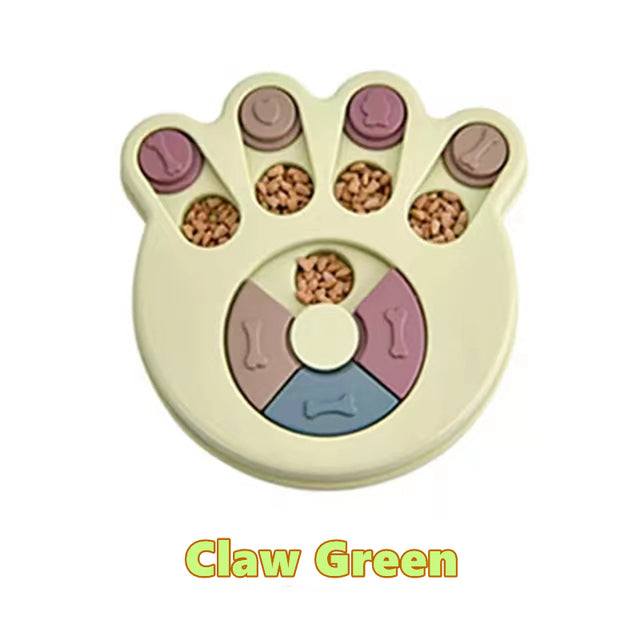 Interactive puzzle toy for dogs in claw green with multiple compartments for food rewards and mental stimulation