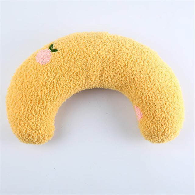 Yellow U-shaped soft CatCozy pillow for cat comfort and warmth