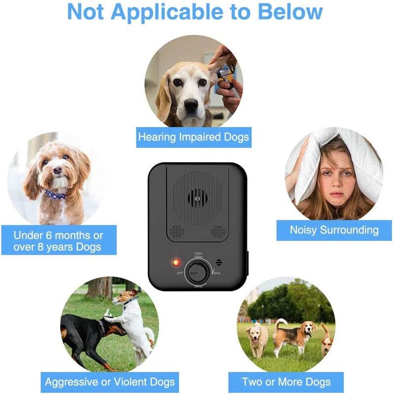 Anti-bark device with automatic noise detection, safe high-frequency sound for dog training