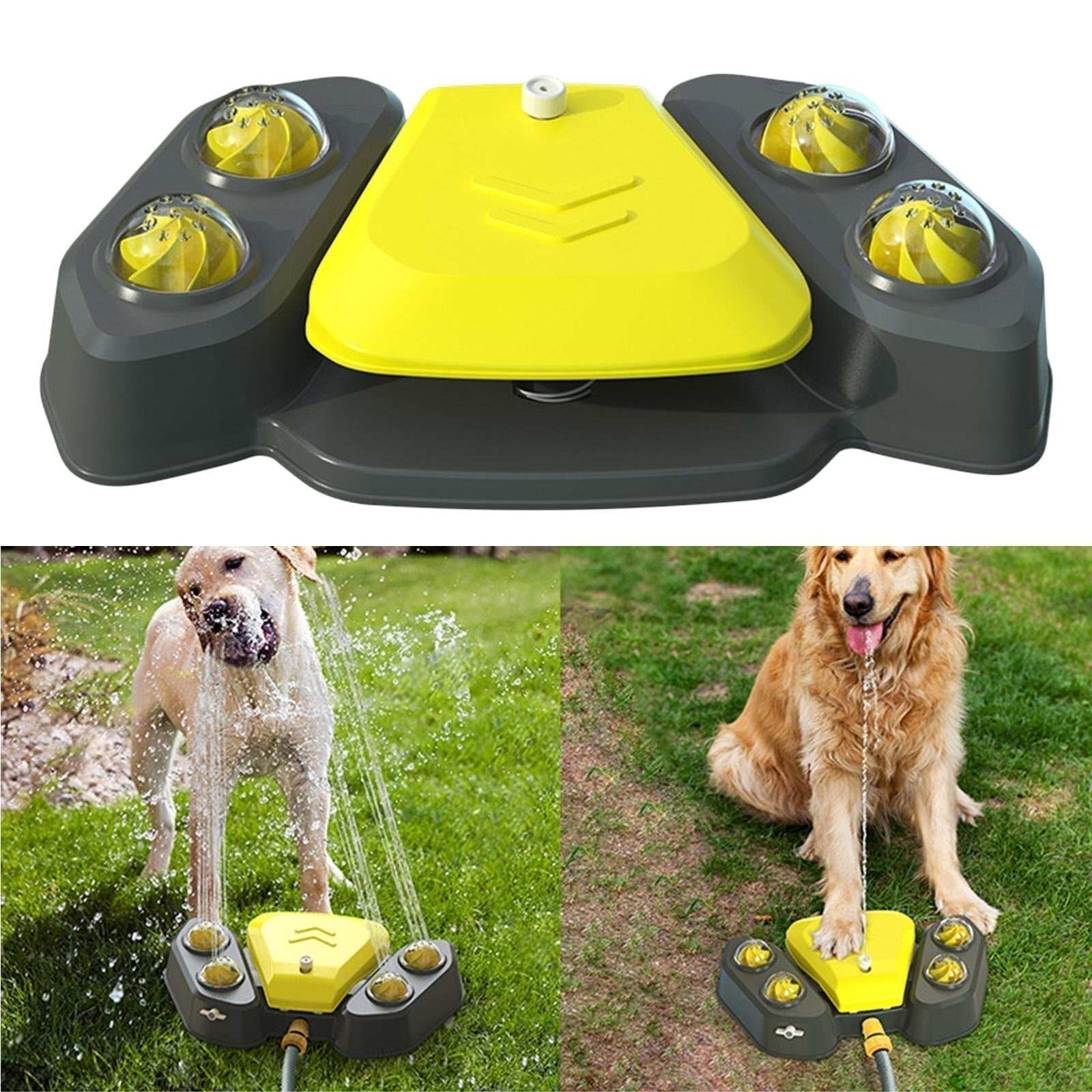 Automatic dog water sprinkler with adjustable fountain for dogs to drink, bathe, and play outdoors