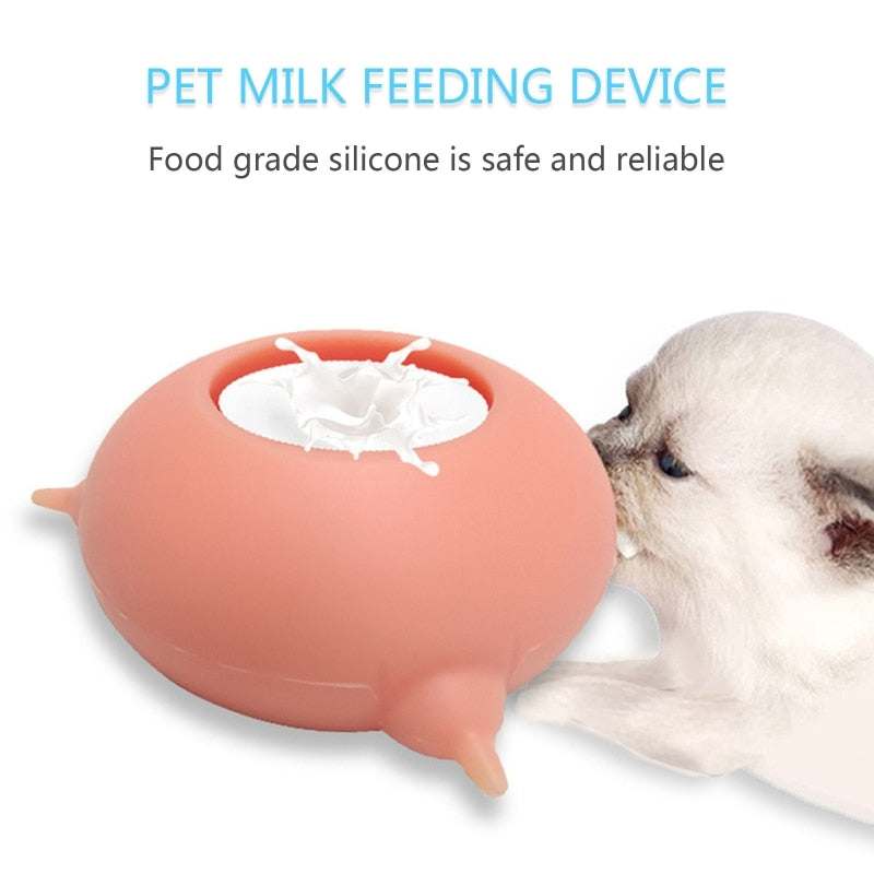 Portable Pet Milk Feeding Bowl with food-grade silicone and a dog drinking milk device