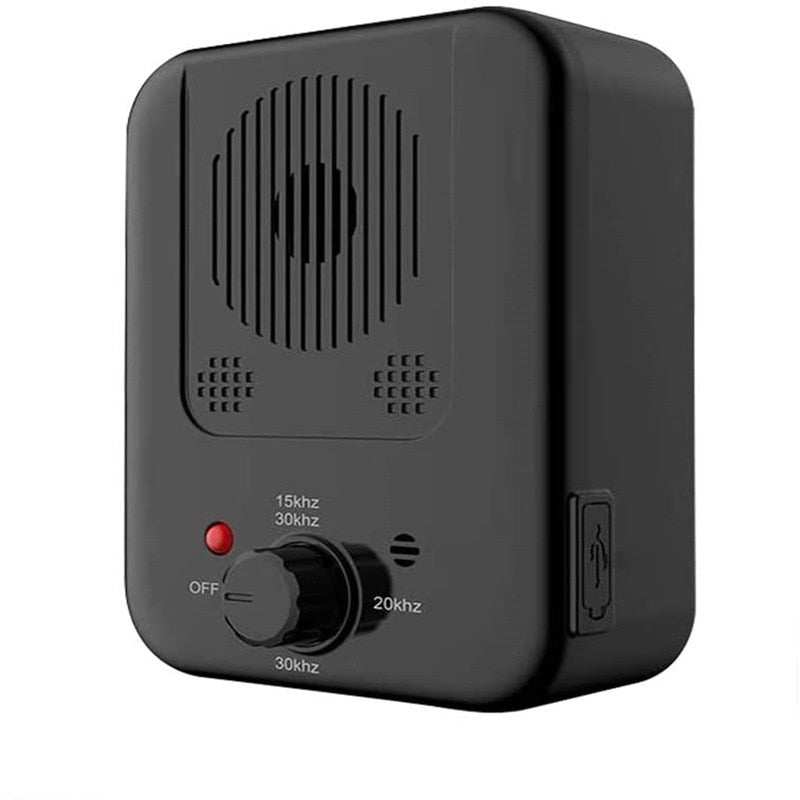 Compact black anti-bark device with adjustable frequency knob for dog training