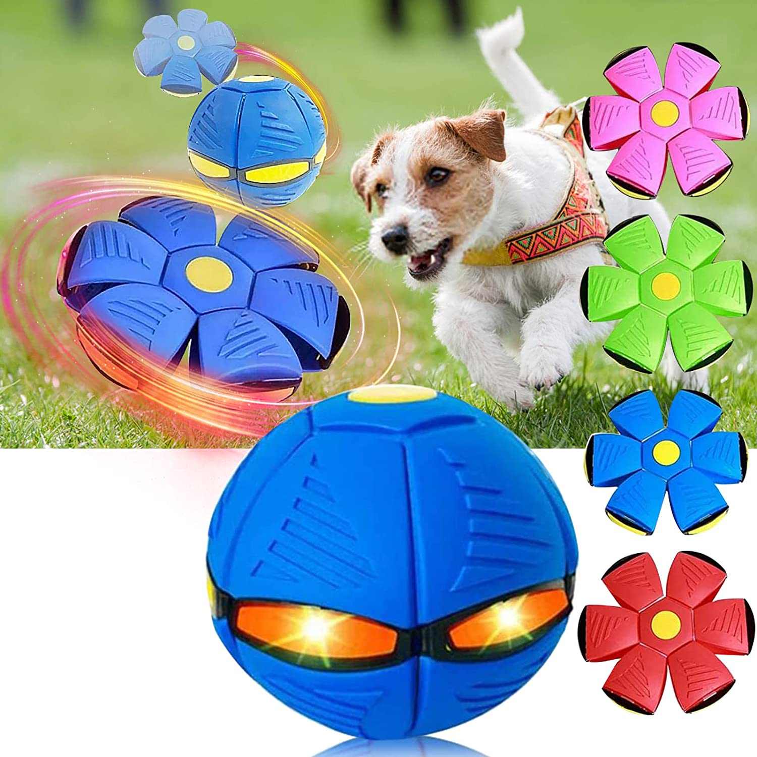 Pet Toy Flying Saucer Ball – 2-in-1 Interactive Dog & Cat Fetch Toy