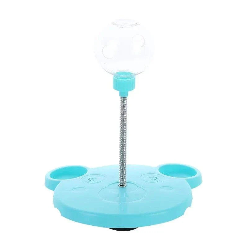 Leaking Treats Ball pet feeder toy with treat-dispensing ball and blue base for interactive pet play