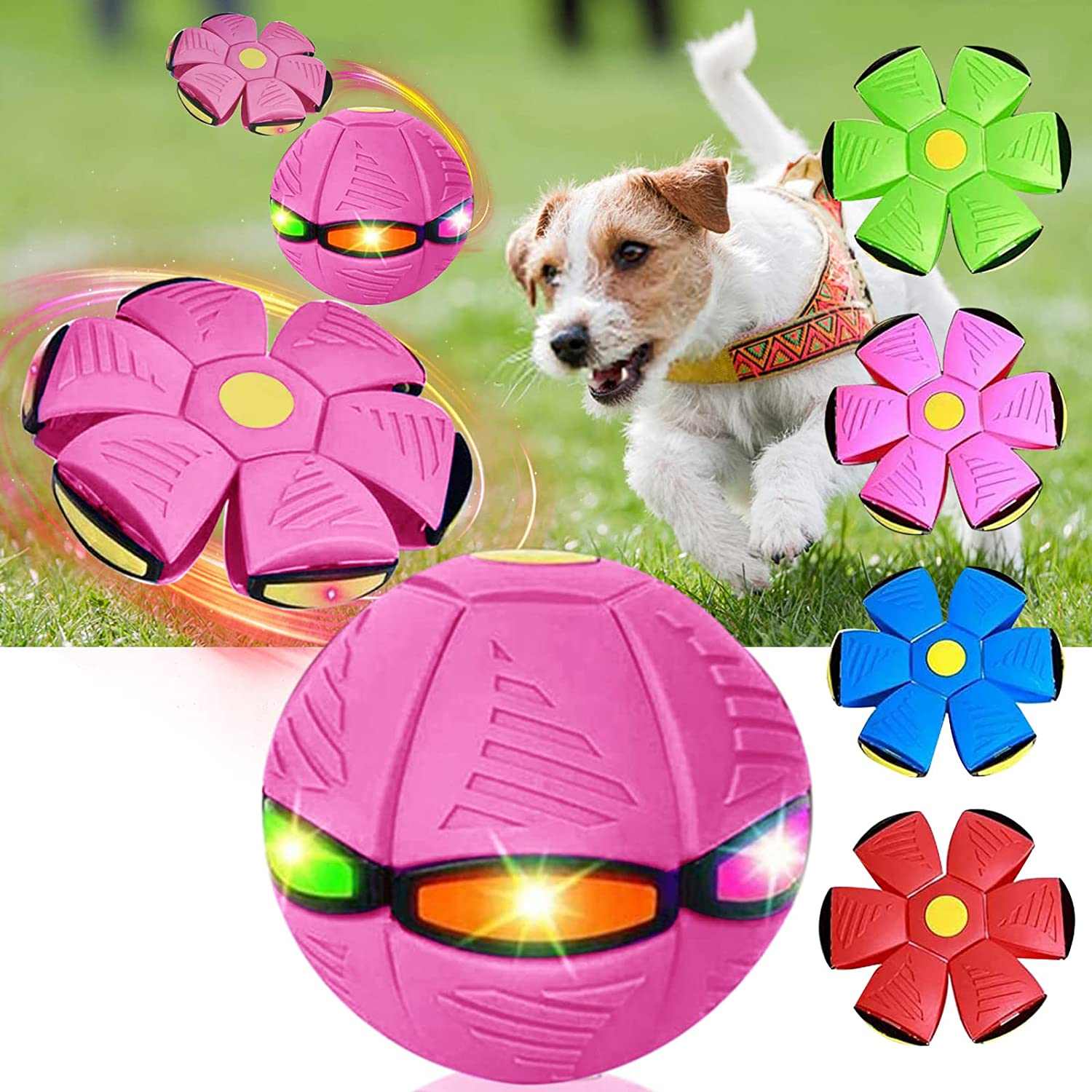 Pet Toy Flying Saucer Ball – 2-in-1 Interactive Dog & Cat Fetch Toy