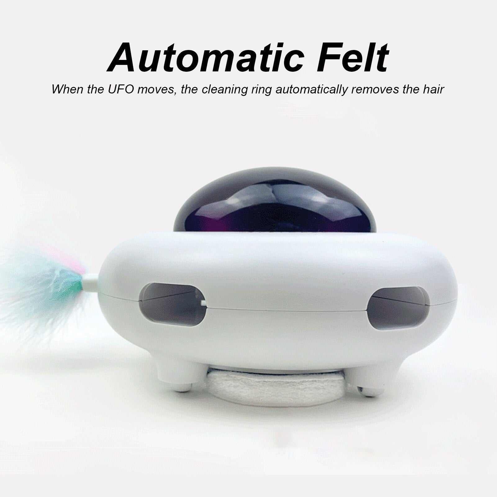 Interactive cat food toy with automatic felt hair remover and USB rechargeable design