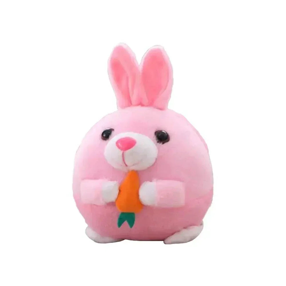 Active Moving Pet Plush Toy pink bunny holding carrot durable safe pet entertainment