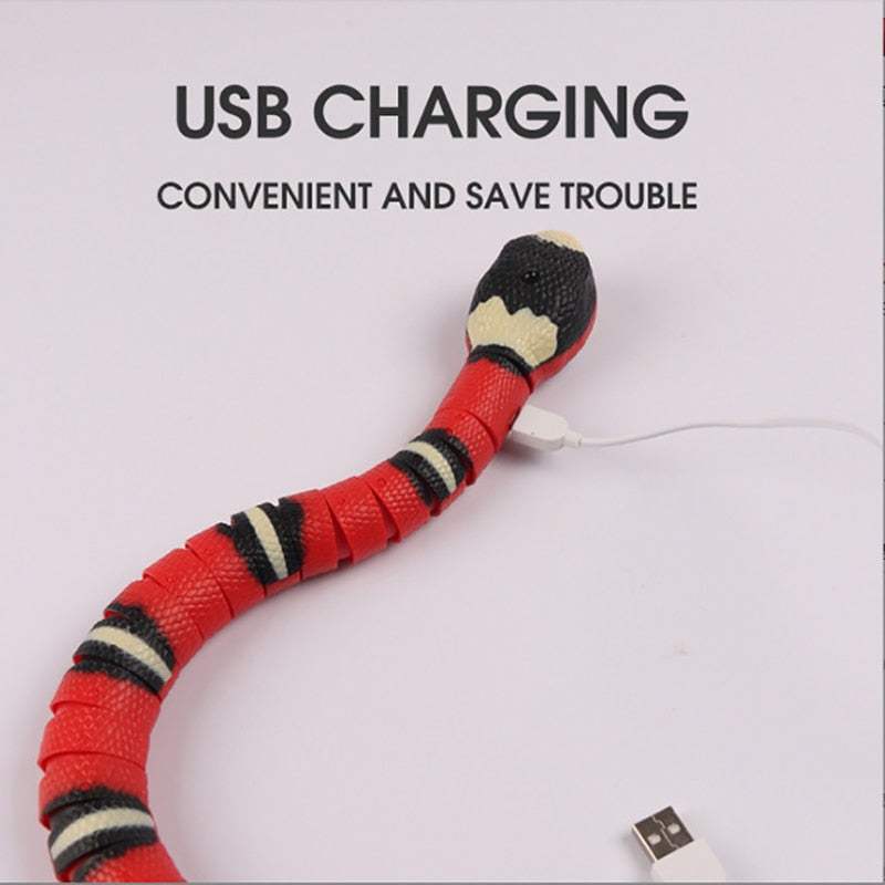 Smart Sensing Snake interactive rechargeable cat toy with USB charging and realistic design