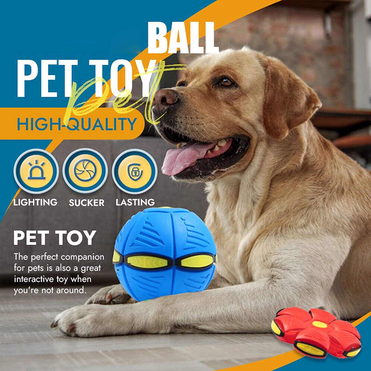 Pet Toy Flying Saucer Ball – 2-in-1 Interactive Dog & Cat Fetch Toy