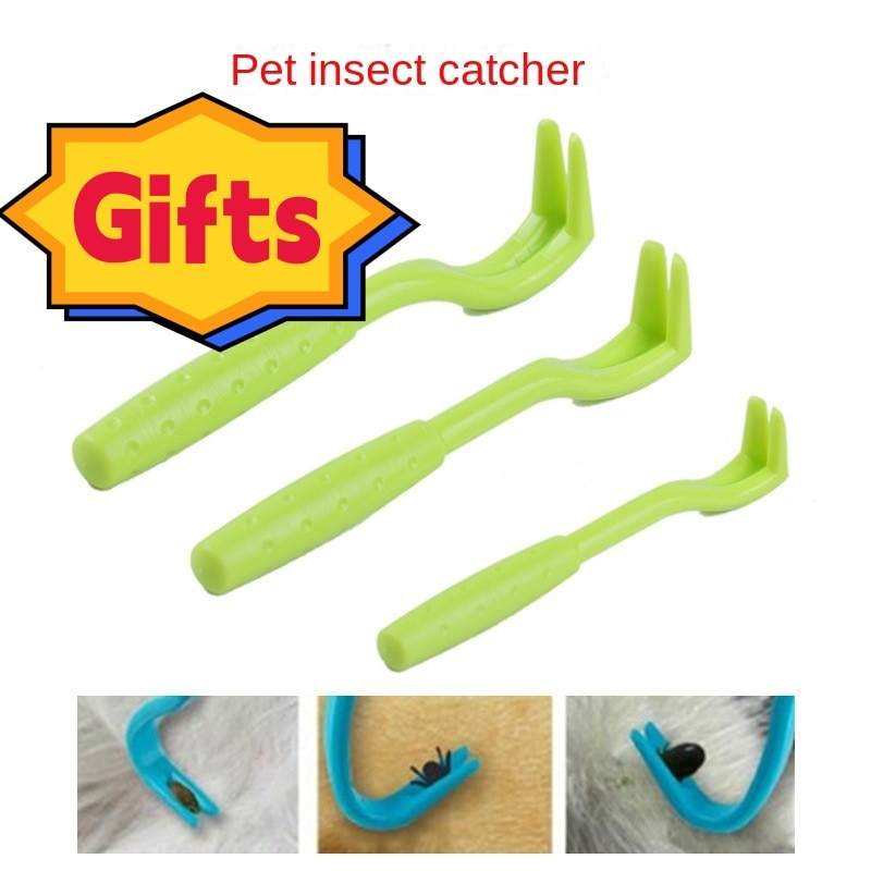 Green pet insect catcher tool with three sizes and grabber claw ends