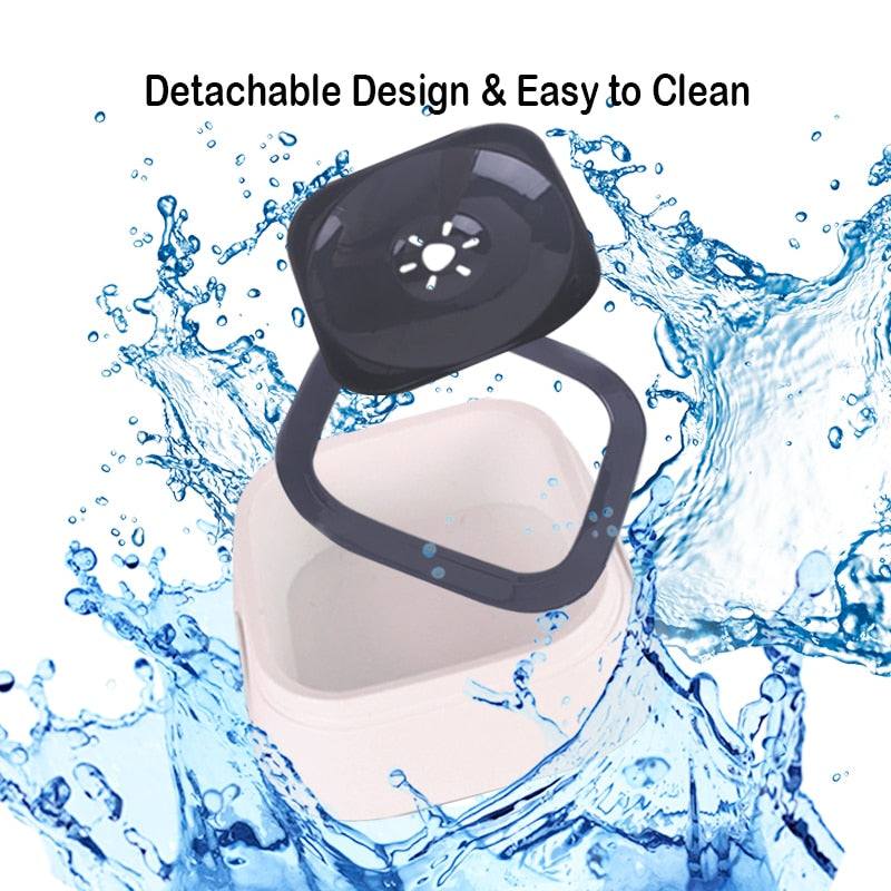 Anti Splash Pet Bowl with detachable, easy-to-clean design and splash-proof water containment