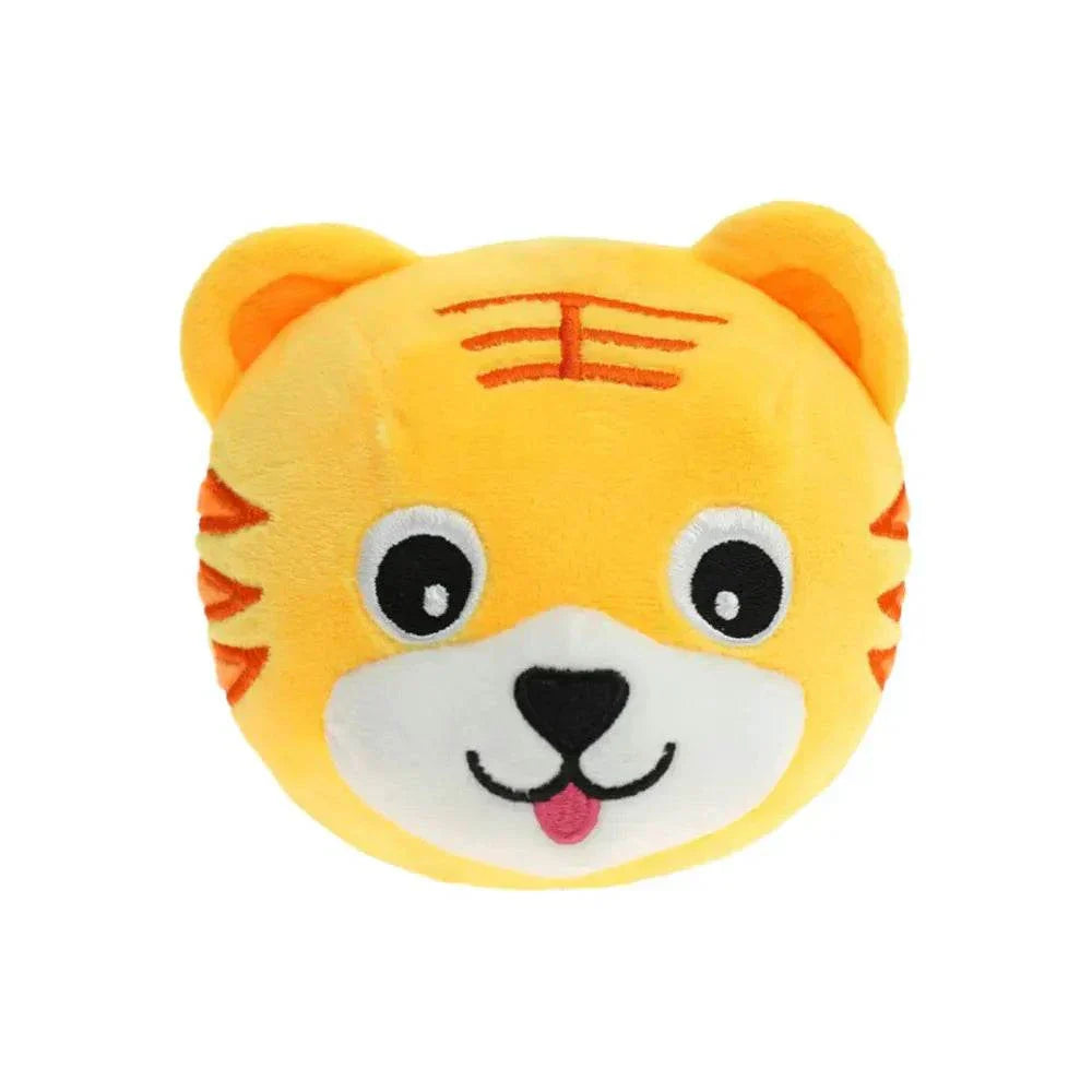 Active Moving Pet Plush Toy yellow tiger face plush pet toy durable and safe for pet entertainment