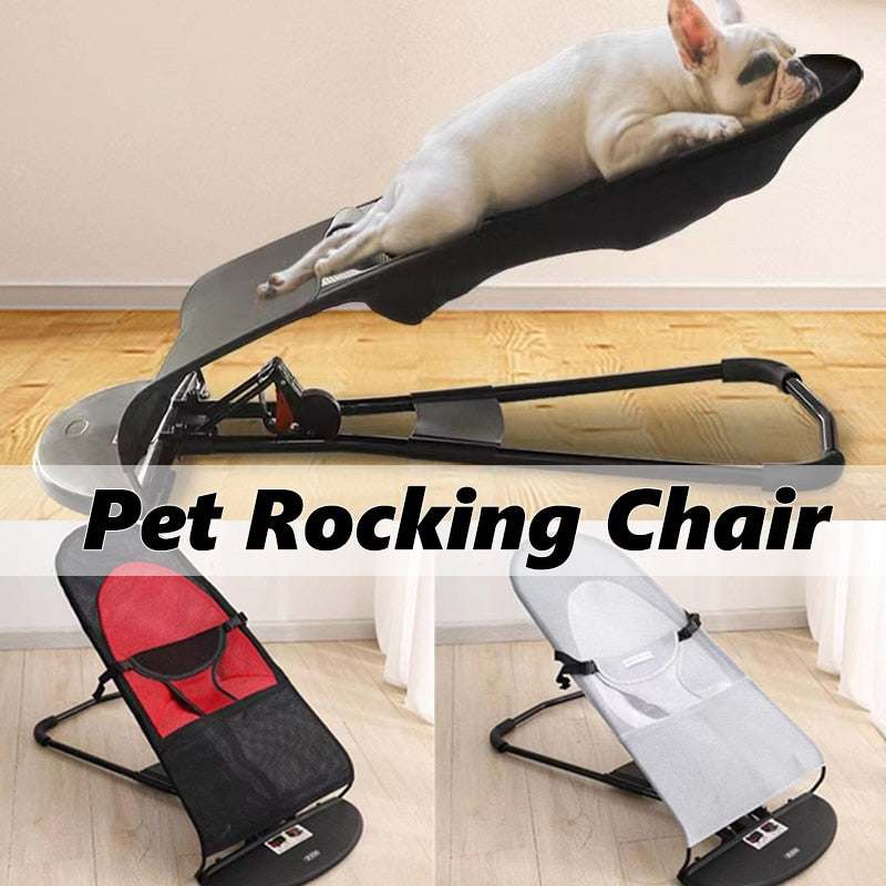 portable pup rocking chair with adjustable pet bed and breathable antibacterial fabric for small dogs up to 35lbs