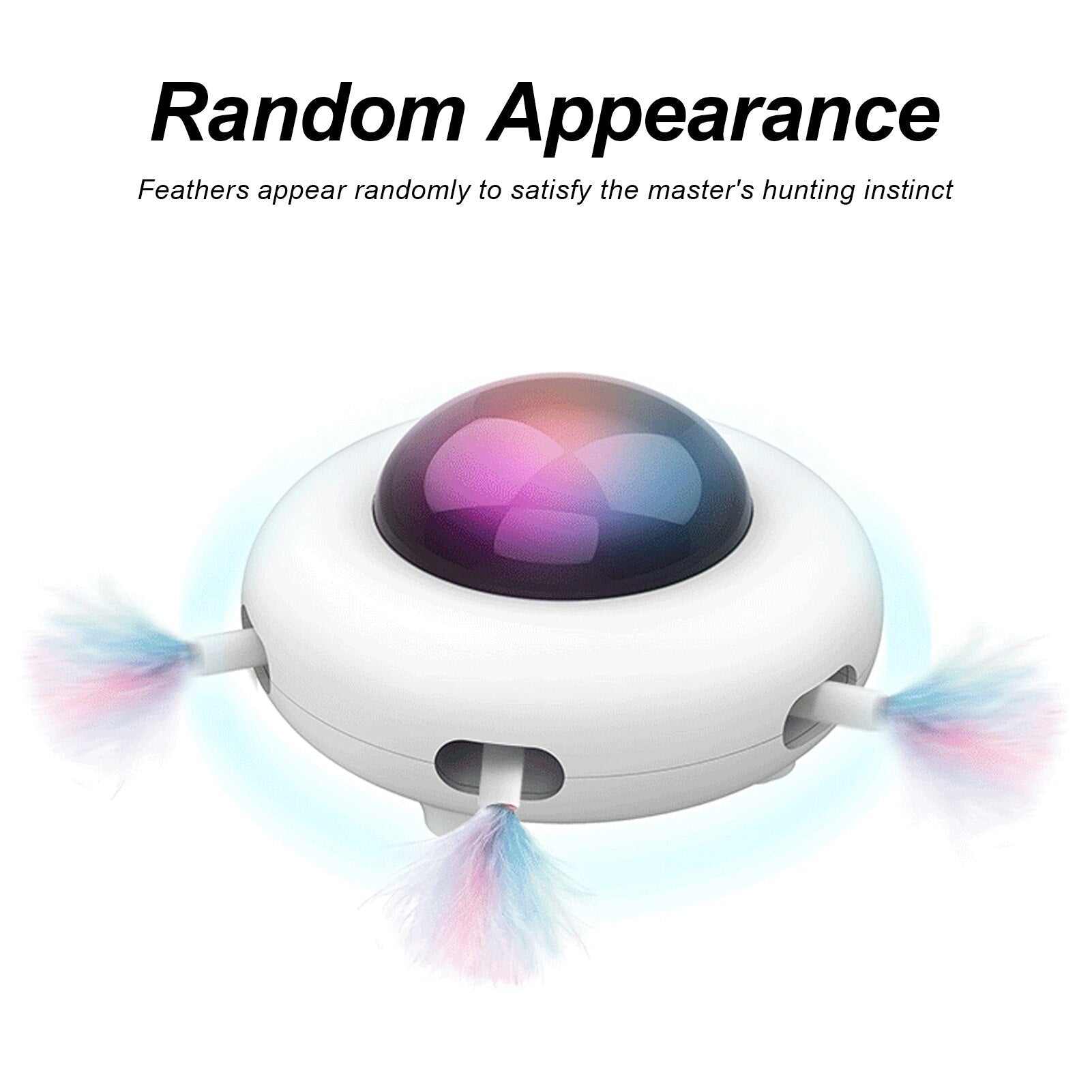 Interactive cat food toy rolling ball with random feather appearance for kitten play and exercise