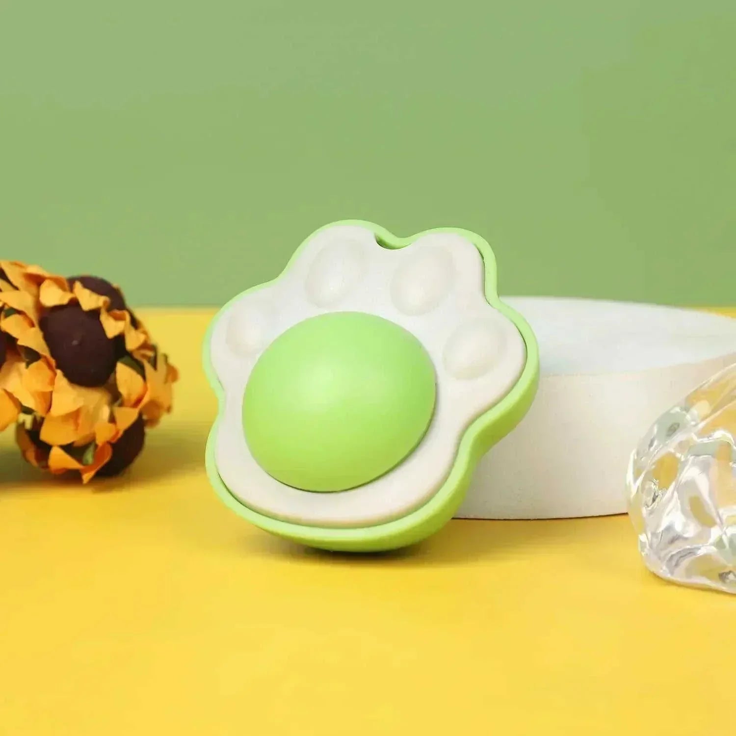 Natural Catnip Rotating Interactive Cat Toy in paw shape for cats' playtime and stimulation