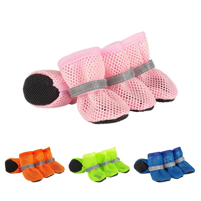 4Pc, Dog Shoes Non-Slip Breathable Wear-Resistant Dog Boots Suitable for Small Medium Sized Pets Puppy Protective Footwear.